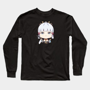 Chibi Kamisato Ayaka Genshin Impact hold a knife Long Sleeve T-Shirt